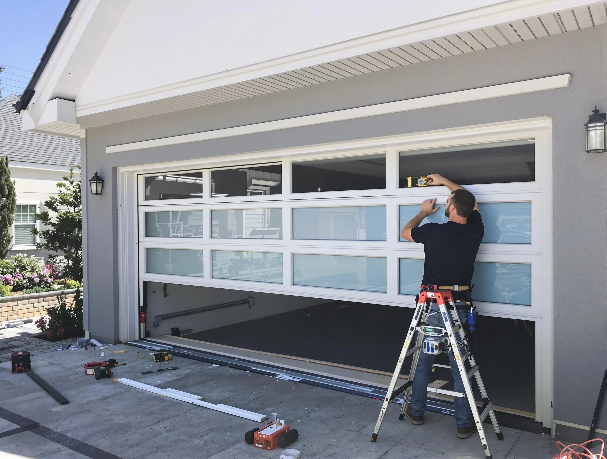 Suwanee Garage Door Repair team performing garage door replacement in Suwanee