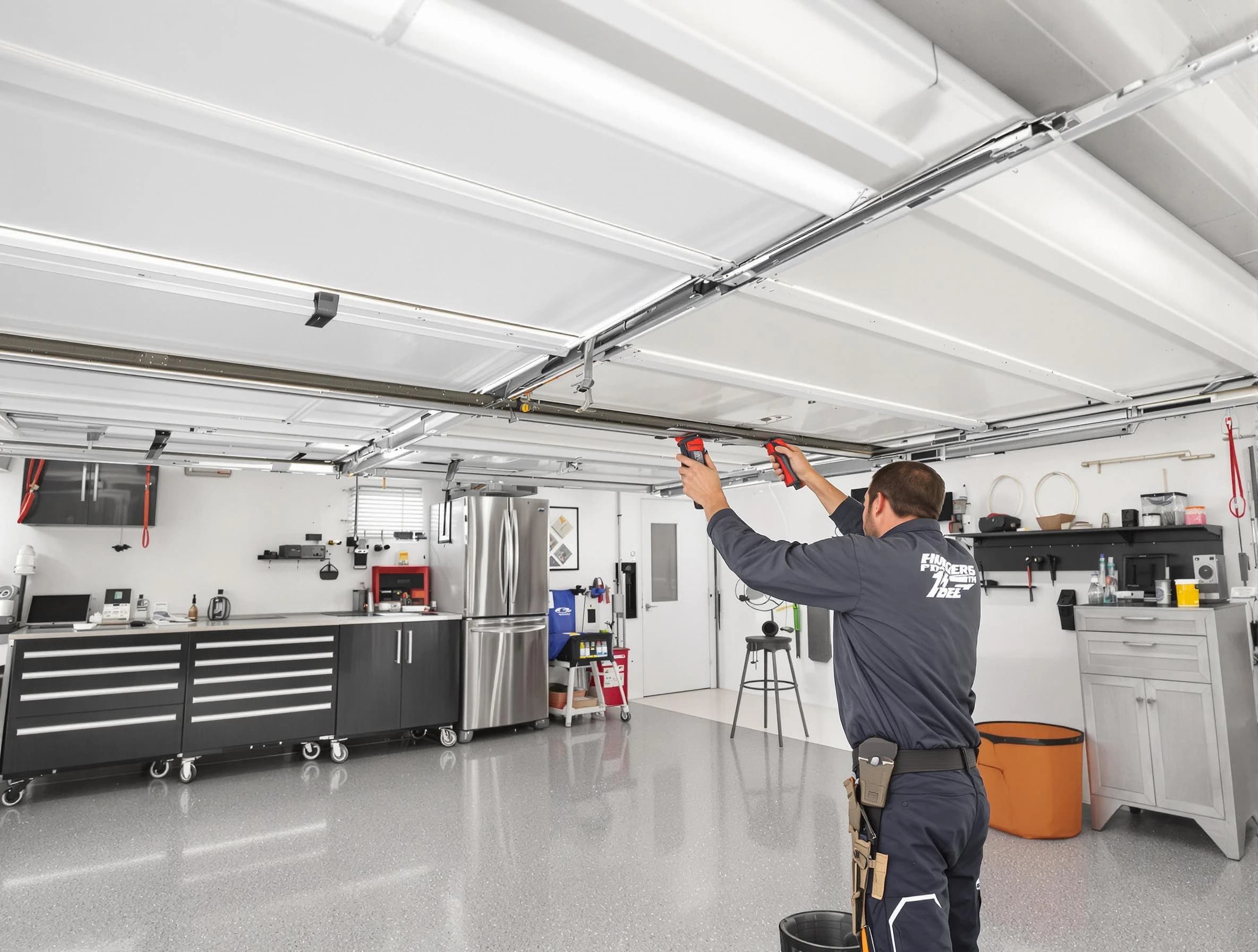 Overhead garage door repair service by Suwanee Garage Door Repair in Suwanee