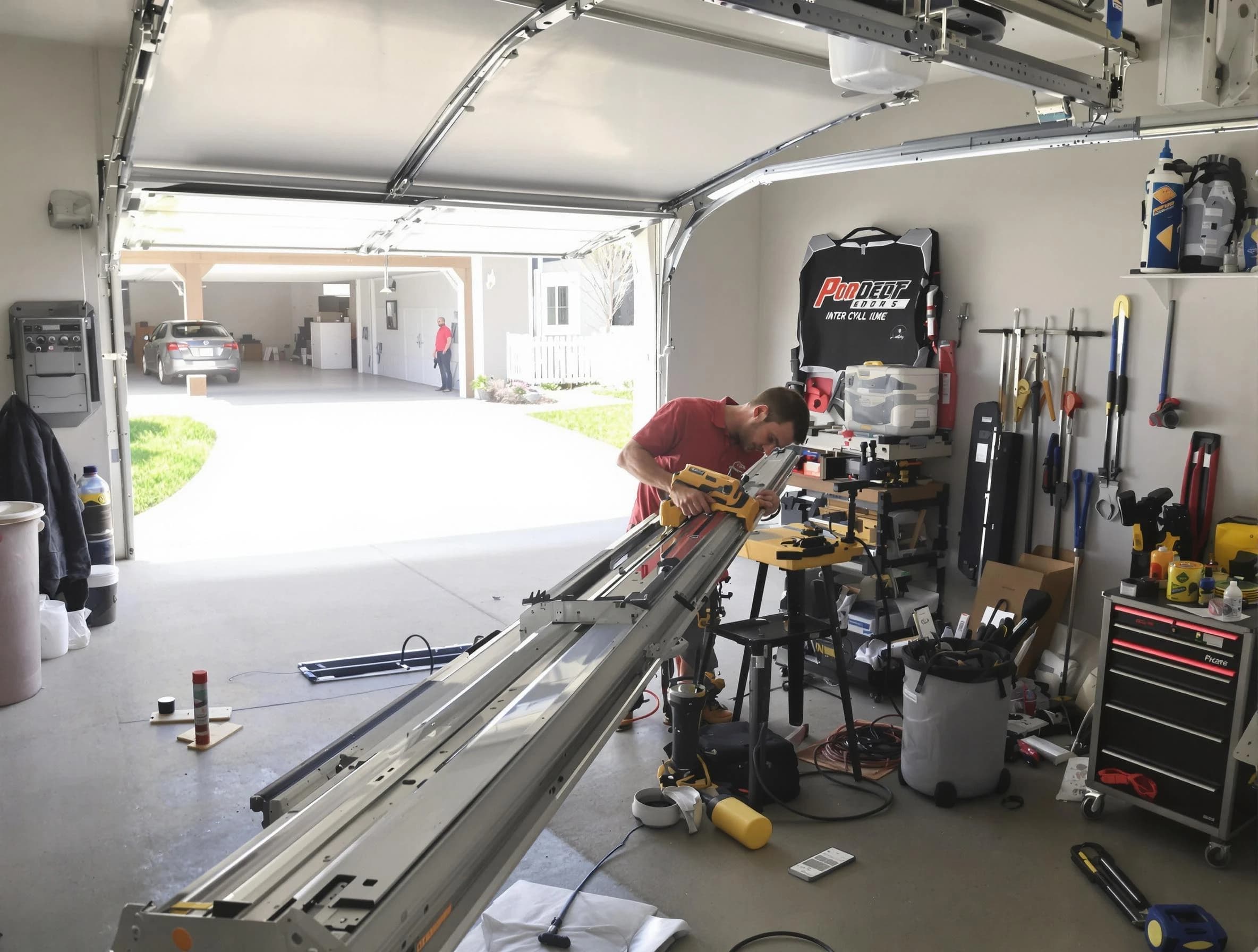 Suwanee Garage Door Repair expert performing track repair in Suwanee