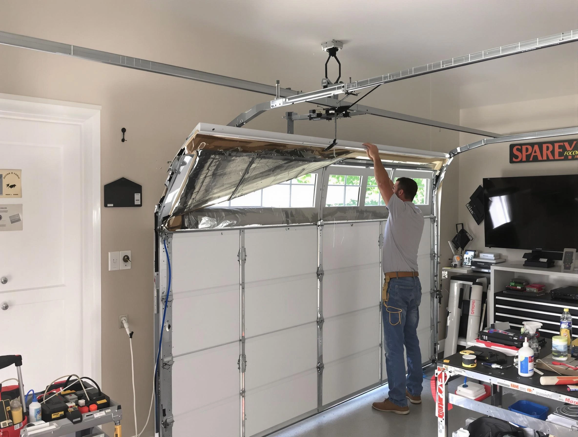 Garage door section replacement by Suwanee Garage Door Repair in Suwanee